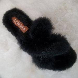 New Black zixin faux fur slippers 40